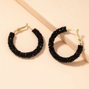 Black jeweled hoops